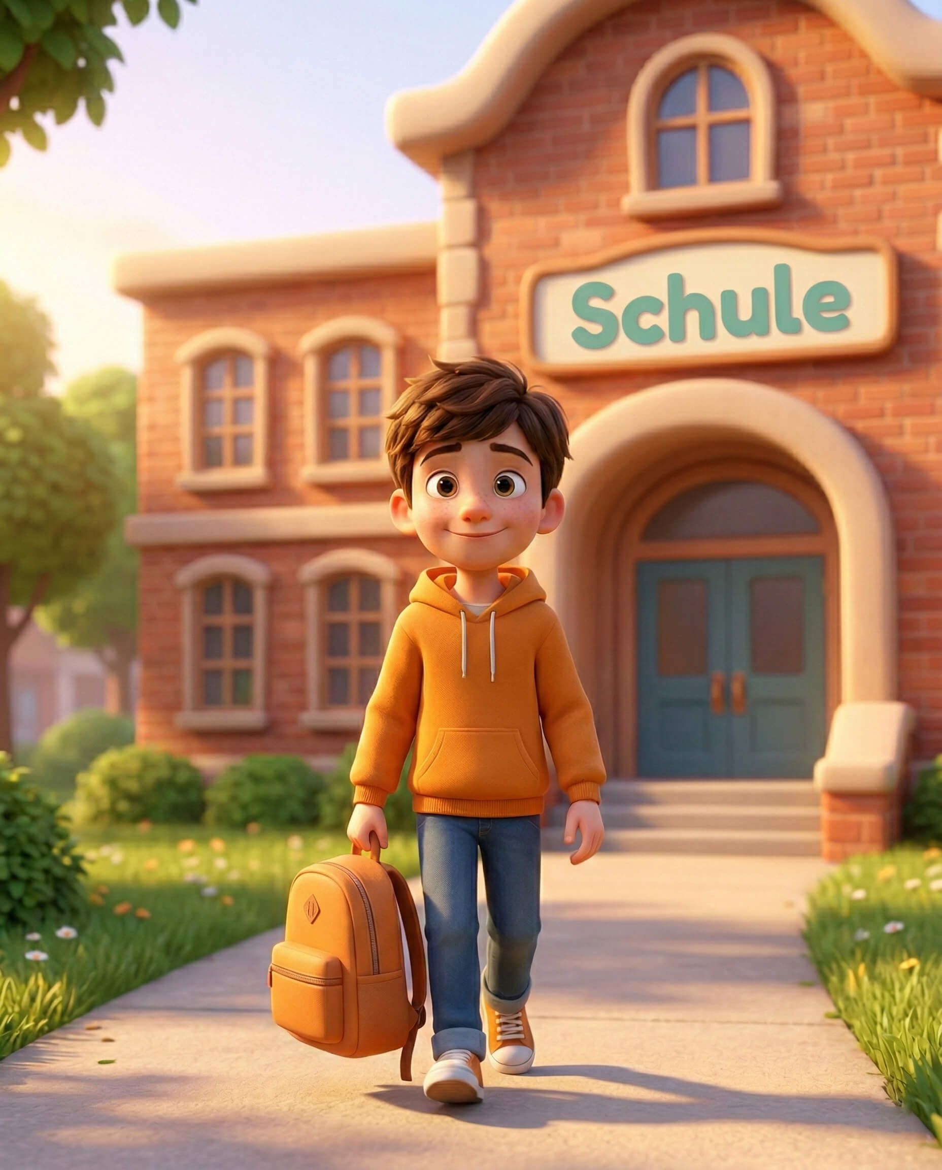 Sam, ein fröhlicher Junge, im Pixar-Animationsstil